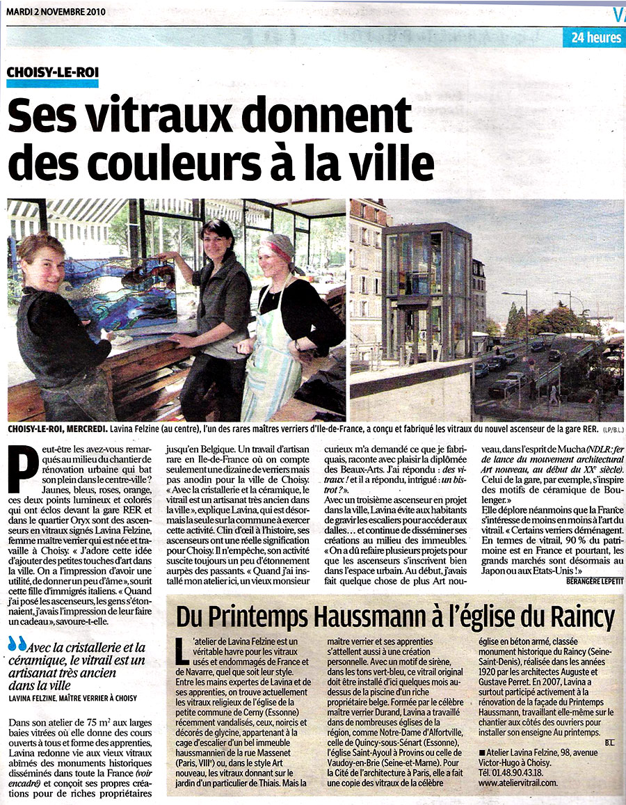 Article paru dans le Parisien 02/11/2010